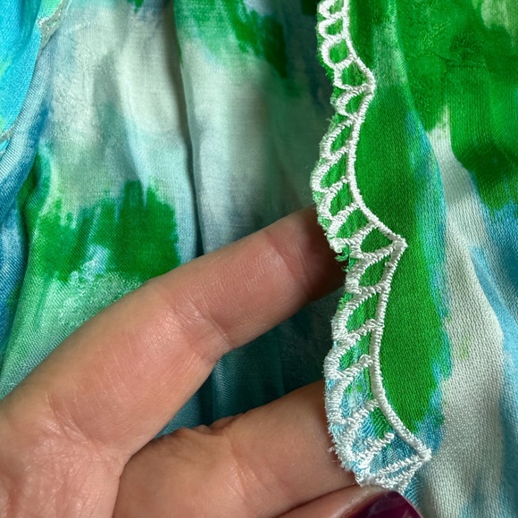 Hemant & Nandita Vida Blue Green Long Maxi Dress Kaftan $585 size Large - Picture 4 of 12